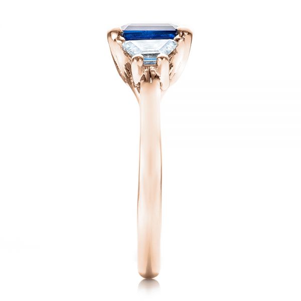 18k Rose Gold 18k Rose Gold Custom Blue Sapphire And Diamond Engagement Ring - Side View - 100855