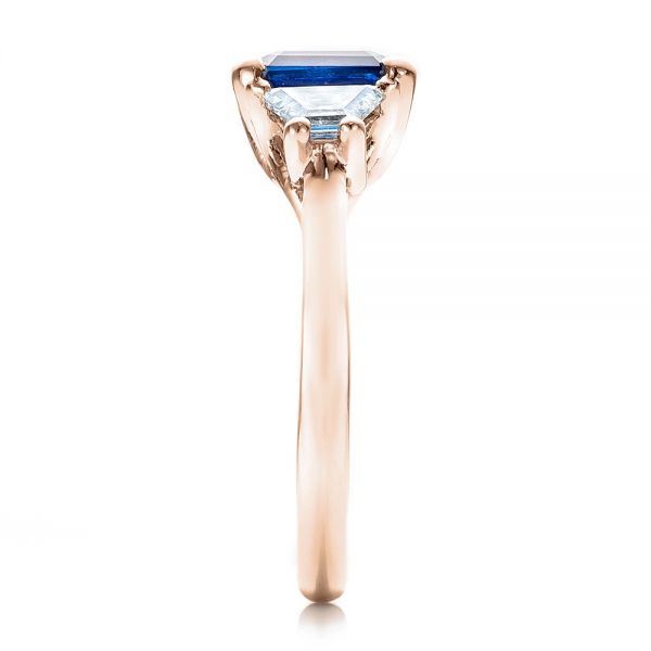 14k Rose Gold 14k Rose Gold Custom Blue Sapphire And Diamond Engagement Ring - Side View -  100855