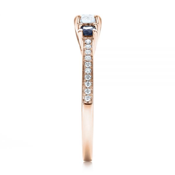 18k Rose Gold 18k Rose Gold Custom Blue Sapphire And Diamond Engagement Ring - Side View -  100876