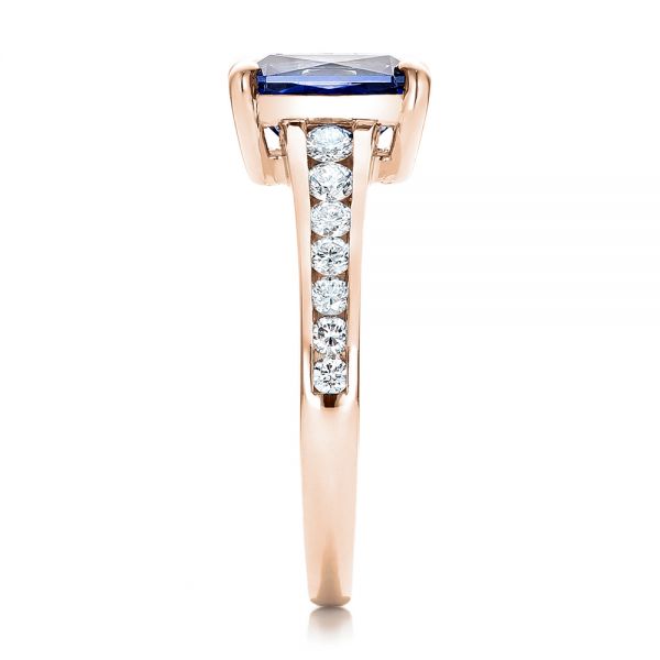 14k Rose Gold 14k Rose Gold Custom Blue Sapphire And Diamond Engagement Ring - Side View - 100923