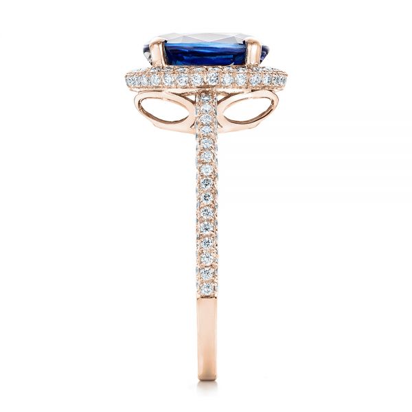18k Rose Gold 18k Rose Gold Custom Blue Sapphire And Diamond Engagement Ring - Side View -  102049