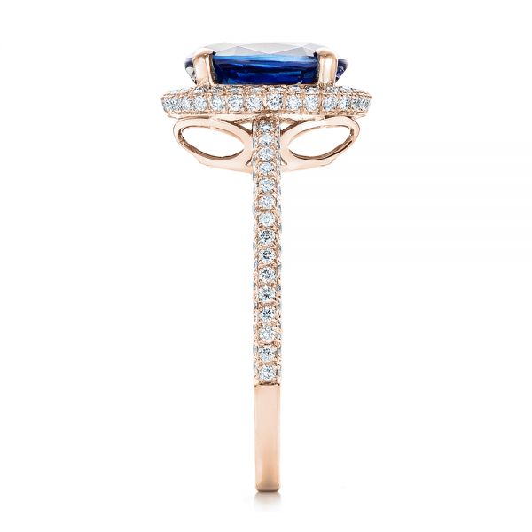 14k Rose Gold 14k Rose Gold Custom Blue Sapphire And Diamond Engagement Ring - Side View - 102049