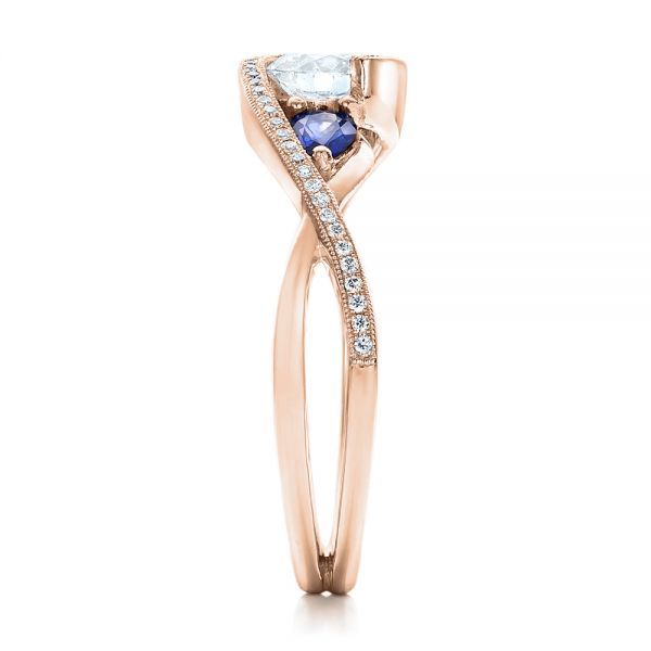 14k Rose Gold 14k Rose Gold Custom Blue Sapphire And Diamond Engagement Ring - Side View -  102251