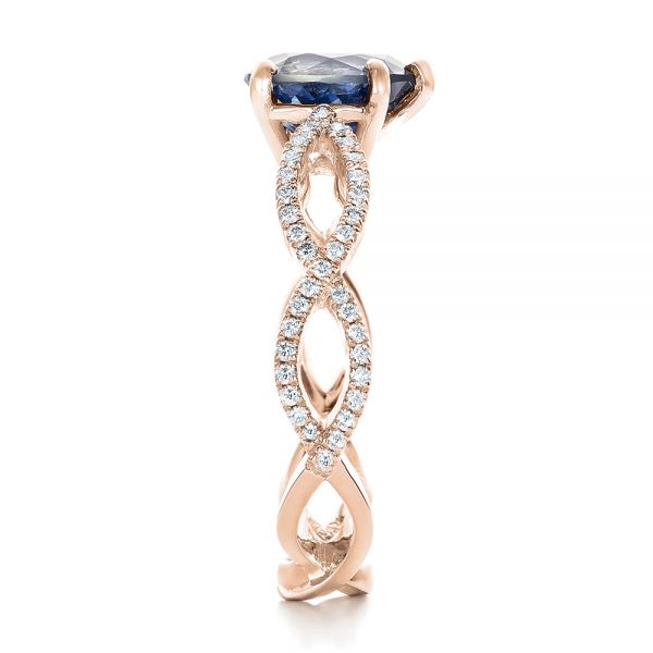 14k Rose Gold 14k Rose Gold Custom Blue Sapphire And Diamond Engagement Ring - Side View -  102309