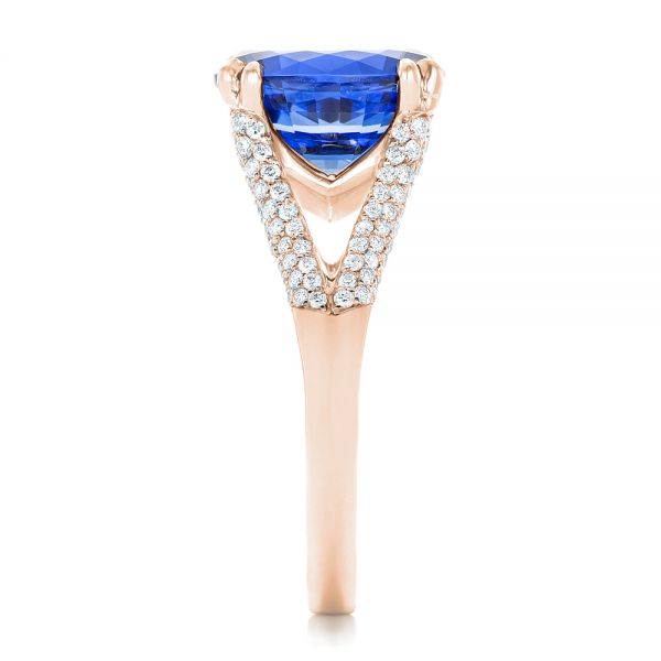 14k Rose Gold 14k Rose Gold Custom Blue Sapphire And Diamond Engagement Ring - Side View -  102790