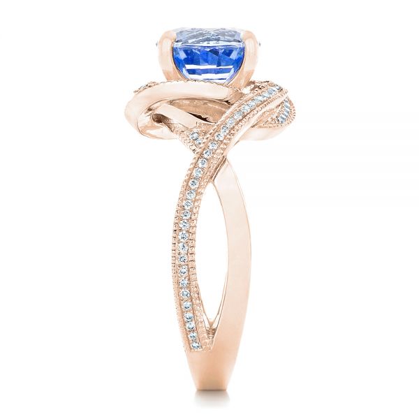 14k Rose Gold 14k Rose Gold Custom Blue Sapphire And Diamond Engagement Ring - Side View -  102841
