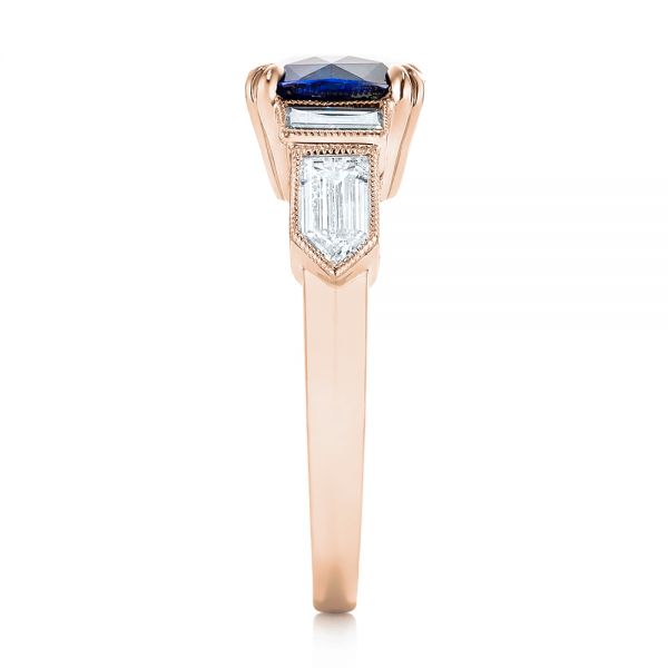 18k Rose Gold 18k Rose Gold Custom Blue Sapphire And Diamond Engagement Ring - Side View -  102870