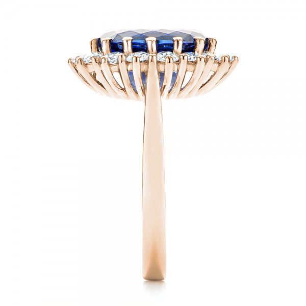 18k Rose Gold 18k Rose Gold Custom Blue Sapphire And Diamond Engagement Ring - Side View - 103055