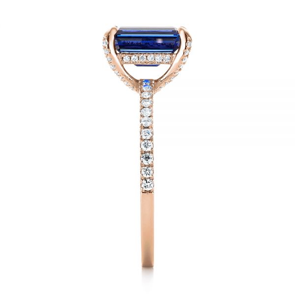 14k Rose Gold 14k Rose Gold Custom Blue Sapphire And Diamond Engagement Ring - Side View -  103509