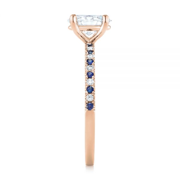 14k Rose Gold 14k Rose Gold Custom Blue Sapphire And Diamond Engagement Ring - Side View -  104207