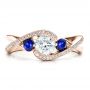 14k Rose Gold 14k Rose Gold Custom Blue Sapphire And Diamond Engagement Ring - Top View -  100056 - Thumbnail