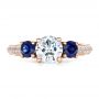 18k Rose Gold 18k Rose Gold Custom Blue Sapphire And Diamond Engagement Ring - Top View -  100116 - Thumbnail