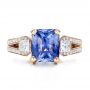 18k Rose Gold 18k Rose Gold Custom Blue Sapphire And Diamond Engagement Ring - Top View -  100703 - Thumbnail