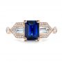 14k Rose Gold 14k Rose Gold Custom Blue Sapphire And Diamond Engagement Ring - Top View -  101164 - Thumbnail