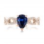 18k Rose Gold 18k Rose Gold Custom Blue Sapphire And Diamond Engagement Ring - Top View -  102309 - Thumbnail