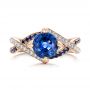 18k Rose Gold 18k Rose Gold Custom Blue Sapphire And Diamond Engagement Ring - Top View -  102312 - Thumbnail