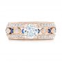 18k Rose Gold 18k Rose Gold Custom Blue Sapphire And Diamond Engagement Ring - Top View -  102520 - Thumbnail