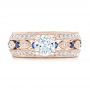 18k Rose Gold 18k Rose Gold Custom Blue Sapphire And Diamond Engagement Ring - Top View -  102520 - Thumbnail