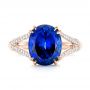 18k Rose Gold 18k Rose Gold Custom Blue Sapphire And Diamond Engagement Ring - Top View -  102790 - Thumbnail