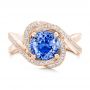 18k Rose Gold 18k Rose Gold Custom Blue Sapphire And Diamond Engagement Ring - Top View -  102841 - Thumbnail