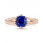 18k Rose Gold 18k Rose Gold Custom Blue Sapphire And Diamond Engagement Ring - Top View -  103411 - Thumbnail