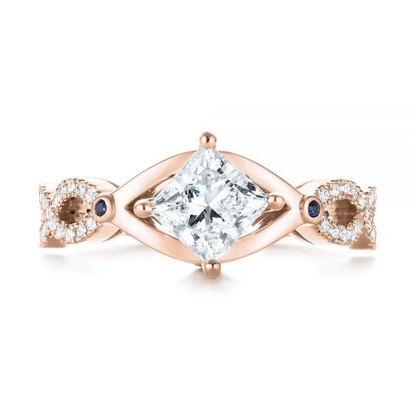 14k Rose Gold 14k Rose Gold Custom Blue Sapphire And Diamond Engagement Ring - Top View -  103420