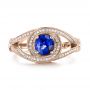 18k Rose Gold 18k Rose Gold Custom Blue Sapphire And Diamond Engagement Ring - Top View -  103611 - Thumbnail
