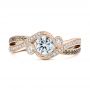 18k Rose Gold 18k Rose Gold Custom Blue Sapphire And Diamond Engagement Ring - Top View -  104025 - Thumbnail
