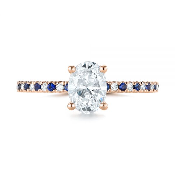 18k Rose Gold 18k Rose Gold Custom Blue Sapphire And Diamond Engagement Ring - Top View -  104207