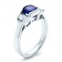 18k White Gold 18k White Gold Custom Blue Sapphire And Diamond Engagement Ring - Three-Quarter View -  100034 - Thumbnail
