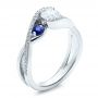  Platinum Custom Blue Sapphire And Diamond Engagement Ring - Three-Quarter View -  100056 - Thumbnail