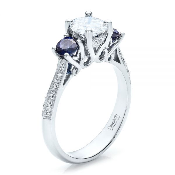 Platinum Custom Blue Sapphire And Diamond Engagement Ring #100116 ...