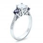 14k White Gold 14k White Gold Custom Blue Sapphire And Diamond Engagement Ring - Three-Quarter View -  100116 - Thumbnail