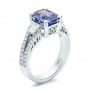  Platinum Custom Blue Sapphire And Diamond Engagement Ring - Three-Quarter View -  100703 - Thumbnail