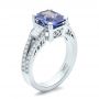 14k White Gold 14k White Gold Custom Blue Sapphire And Diamond Engagement Ring - Three-Quarter View -  100703 - Thumbnail