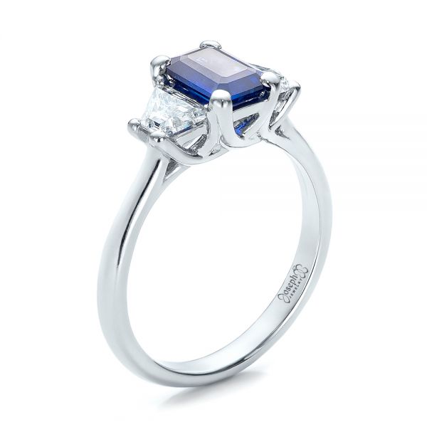 Custom Blue Sapphire and Diamond Engagement Ring - Image