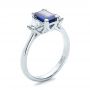 18k White Gold 18k White Gold Custom Blue Sapphire And Diamond Engagement Ring - Three-Quarter View -  100855 - Thumbnail