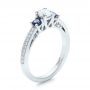 14k White Gold Custom Blue Sapphire And Diamond Engagement Ring - Three-Quarter View -  100876 - Thumbnail