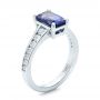  Platinum Custom Blue Sapphire And Diamond Engagement Ring - Three-Quarter View -  100923 - Thumbnail