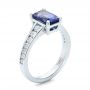 18k White Gold 18k White Gold Custom Blue Sapphire And Diamond Engagement Ring - Three-Quarter View -  100923 - Thumbnail