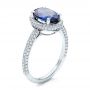 18k White Gold Custom Blue Sapphire And Diamond Engagement Ring - Three-Quarter View -  102049 - Thumbnail