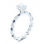 18k White Gold Custom Blue Sapphire And Diamond Engagement Ring