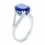 14k White Gold Custom Blue Sapphire And Diamond Engagement Ring - Three-Quarter View -  102790 - Thumbnail