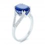 18k White Gold 18k White Gold Custom Blue Sapphire And Diamond Engagement Ring - Three-Quarter View -  102790 - Thumbnail