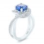 14k White Gold 14k White Gold Custom Blue Sapphire And Diamond Engagement Ring - Three-Quarter View -  102841 - Thumbnail