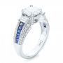 14k White Gold 14k White Gold Custom Blue Sapphire And Diamond Engagement Ring - Three-Quarter View -  102888 - Thumbnail