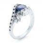 14k White Gold Custom Blue Sapphire And Diamond Engagement Ring - Three-Quarter View -  103000 - Thumbnail