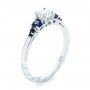 14k White Gold Custom Blue Sapphire And Diamond Engagement Ring - Three-Quarter View -  103015 - Thumbnail