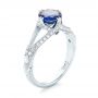 18k White Gold 18k White Gold Custom Blue Sapphire And Diamond Engagement Ring - Three-Quarter View -  103411 - Thumbnail