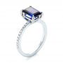 14k White Gold Custom Blue Sapphire And Diamond Engagement Ring - Three-Quarter View -  103509 - Thumbnail